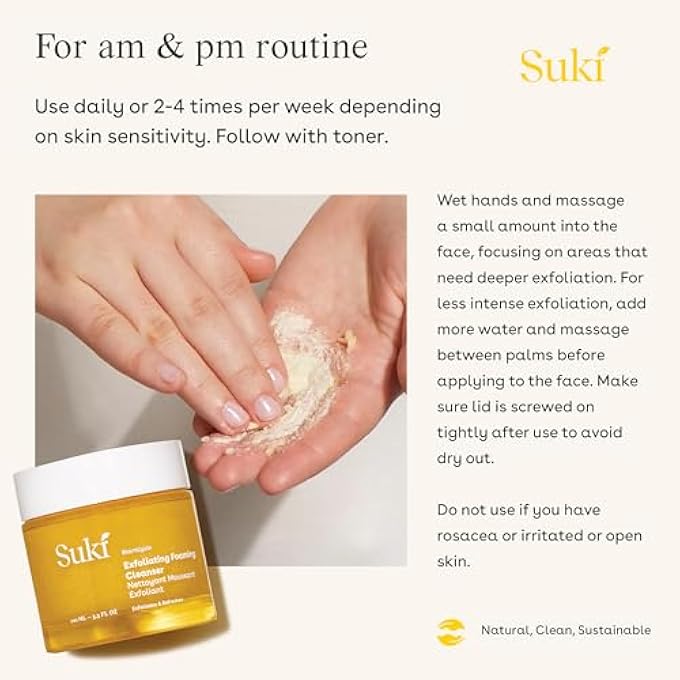 suki FACE SCRUB EXFOLIATING FACE WASH  SKINCARE EXFOLIATE FOAMING CLEANSER NATURAL FACE WASH, DEEP PORE CLEANER MICRODERMABRASION FACIAL SCRUB, COLLOIDAL OAT & RAW SUGAR SCRUB FACE EXFOLIATOR 3.38 OZ - Image 4